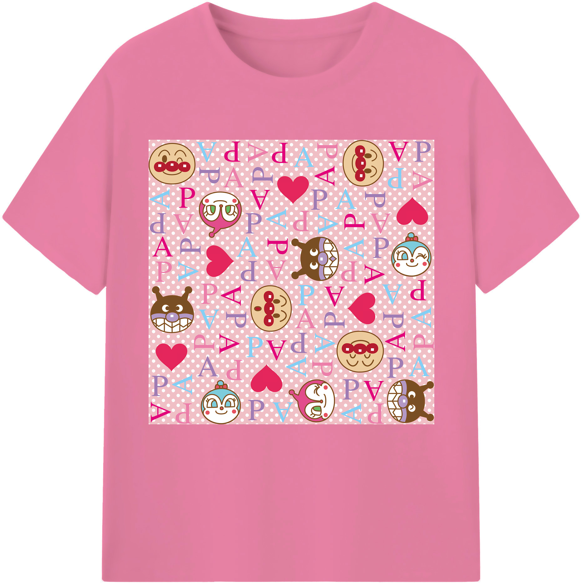 （画像用） アンパンマン Anpanman 綿100％半袖Tシャツ（フロントプリント）